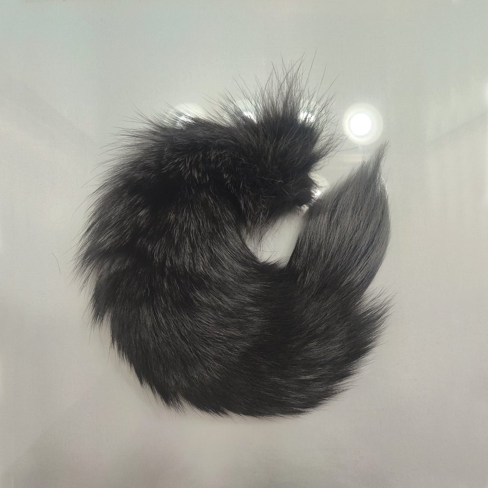 Grey Faux Fur Fox Tail